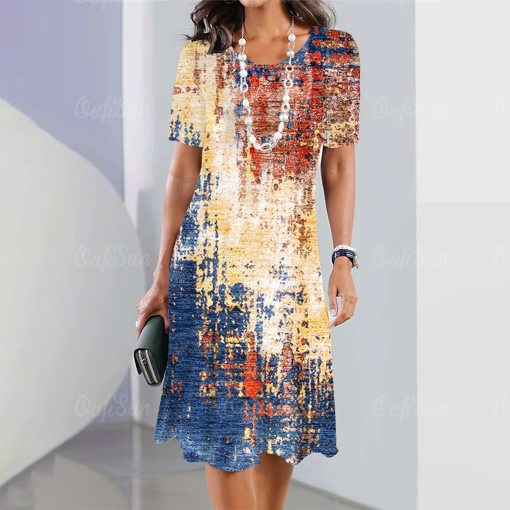 

Women's Dress Summer Casual Dress Round Neck Clothing Loose And Comfortable A-line Skirt Beach Skirt Women's Evening Dress