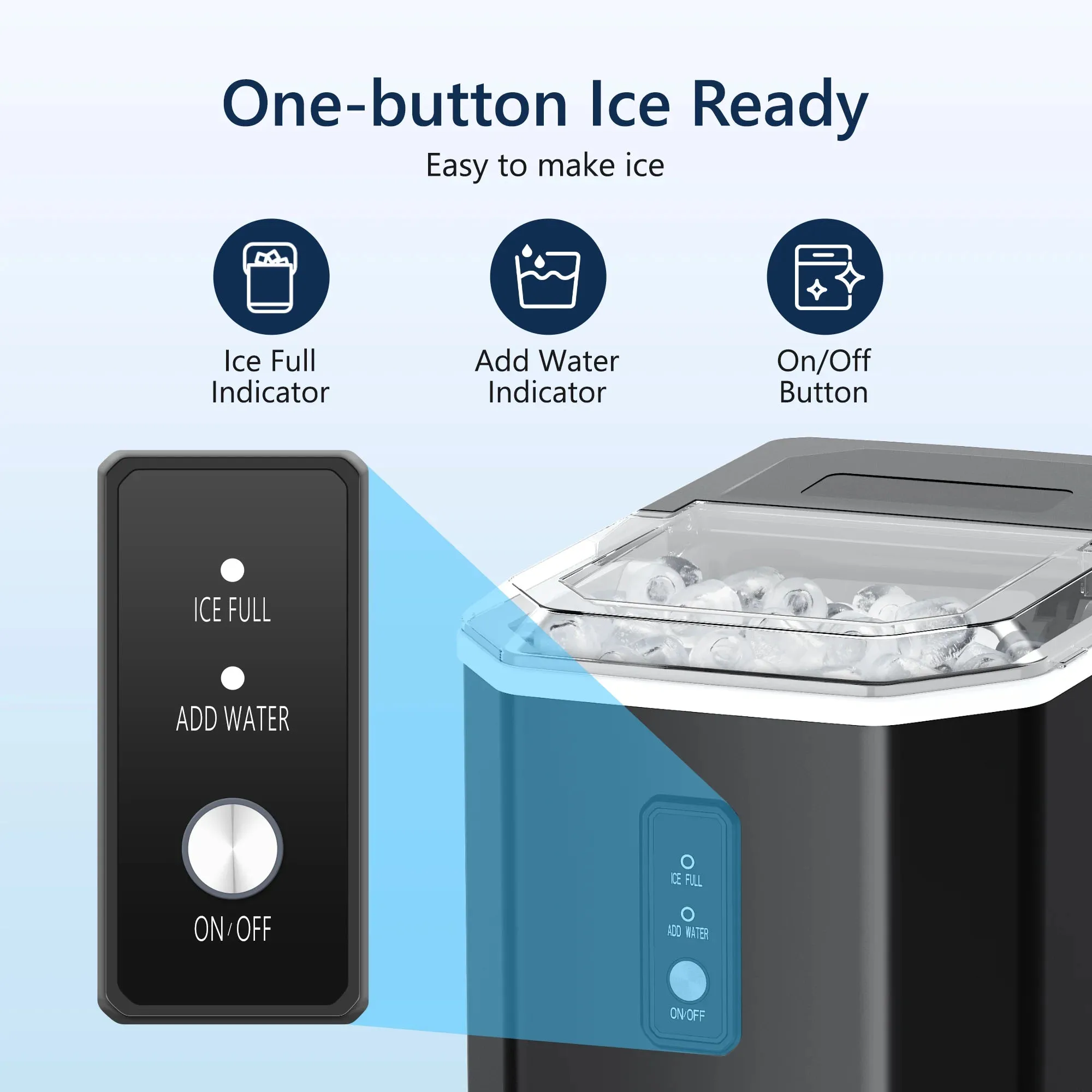 SIMZLIFE Ice Maker Countertop , 26.5 lbs/24H, 9 Cubes in 6 Mins,Self-Cleaning, Portable Ice Maker with Handle for Home,Black 4