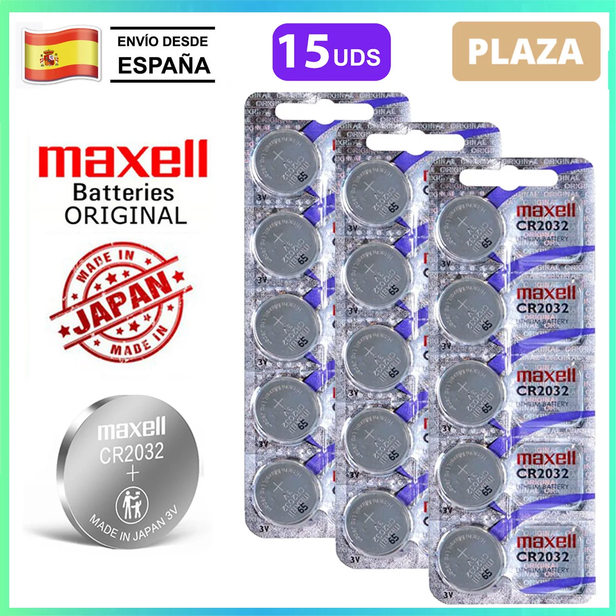 5-20pcs CR2032 Original Japan Maxell coin batteries CR2032 3V button  batteries for watches, calculator, car key, toy, scales, fast shipping from  Spain