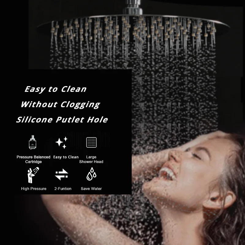 Wall Mount Shower Faucet Bathroom Set Black Bathtub Mixer Tap Brass 8/10/12 Inch Rainfall Headshower Handshower shower head shower set