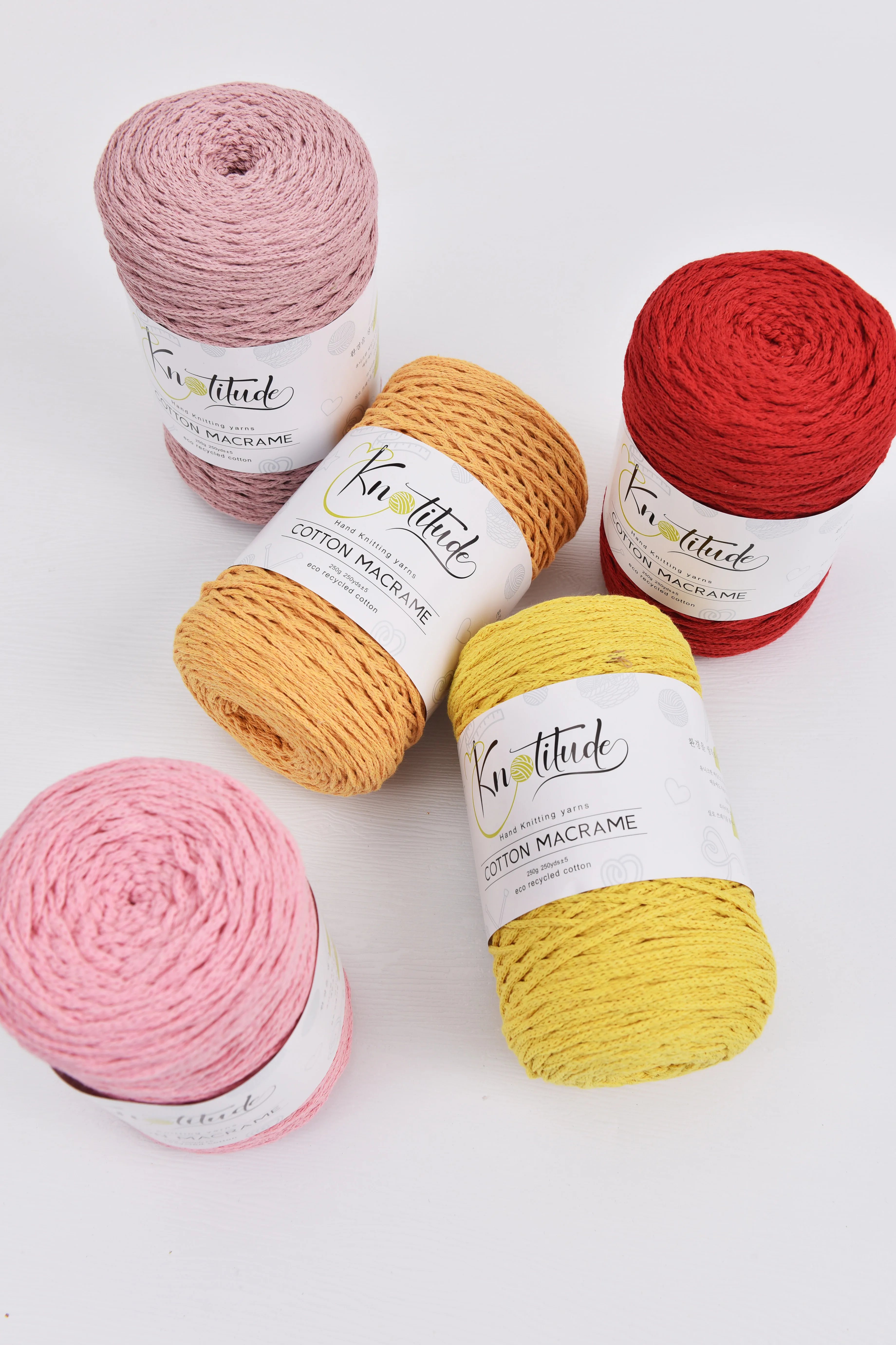 KNOTITUDE 2mm DIY Hand Knitting Recycled Cotton Cord Macrame Rope Crochet Yarn For Crochet & Knitting & Macrame 4