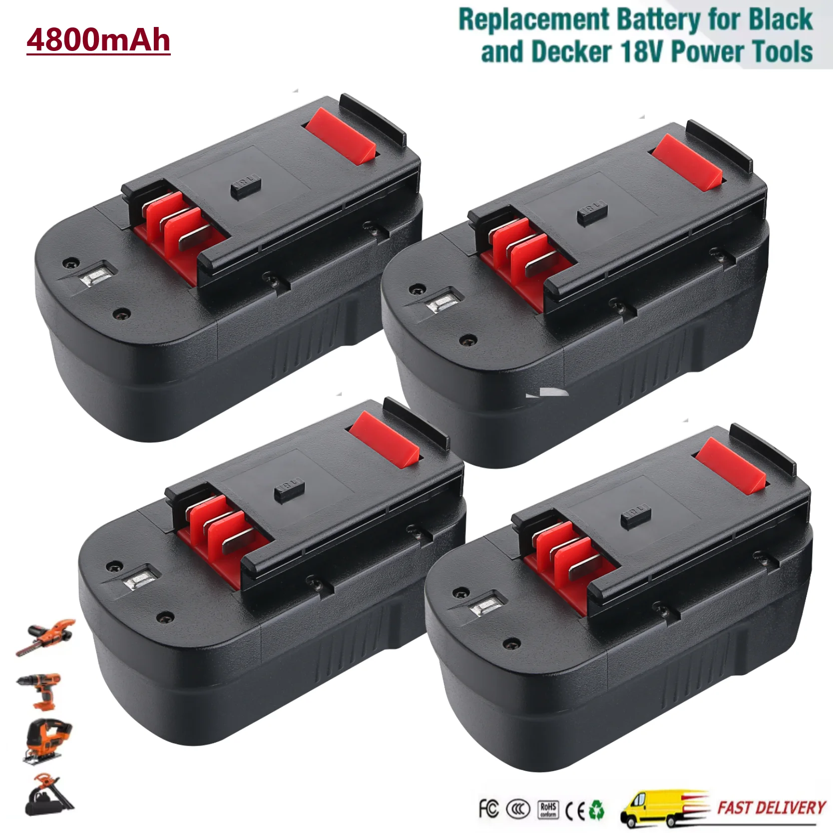 1/2/4Pack 4.8Ah HPB18 Replace Battery for Black Decker 18V Ni-MH A1718 A18NH A18E HPB18-OPE HPB18-OPE2 244760-00 Tools Battery