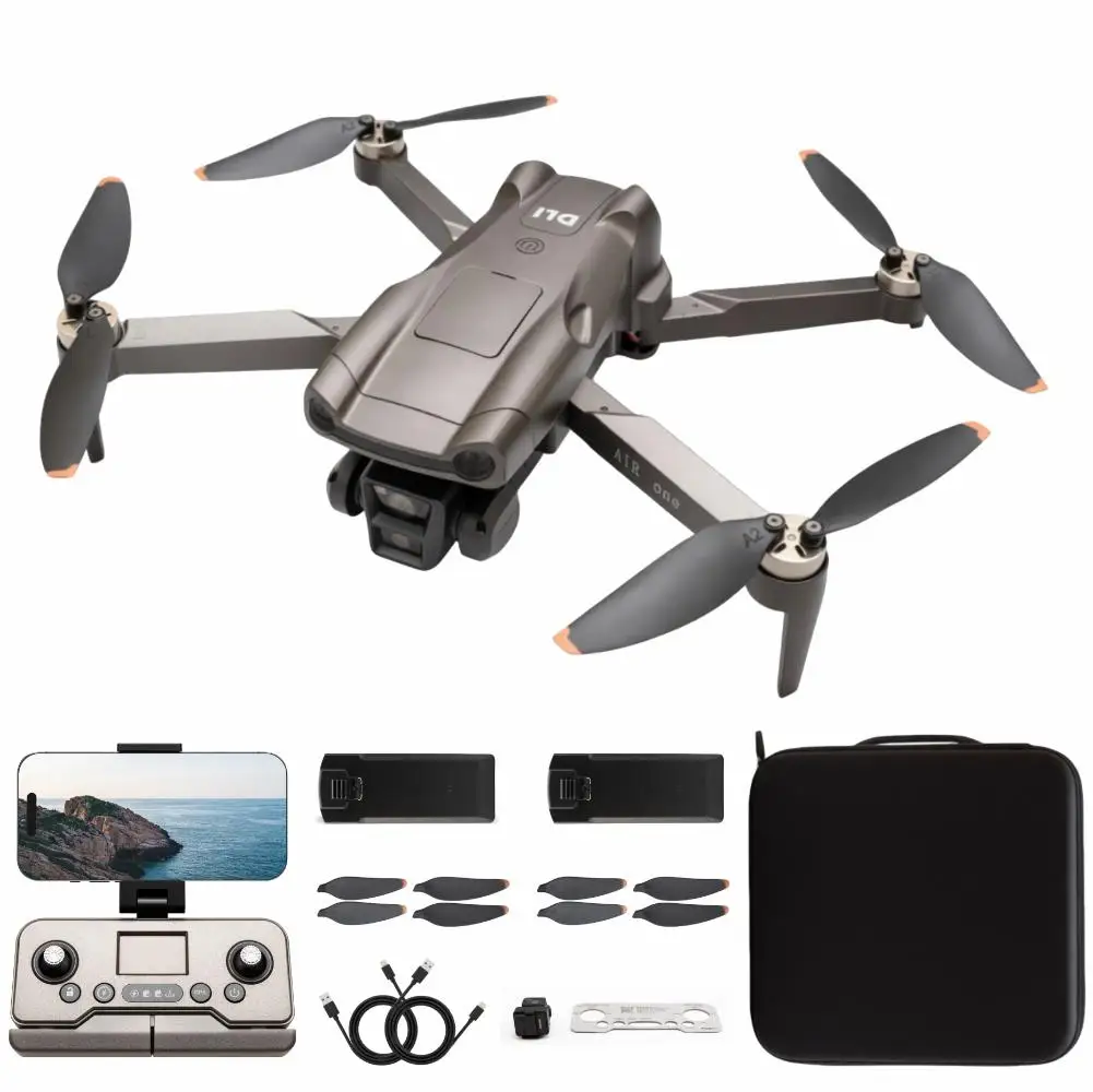 DLI-Air One Drone Profissional 4K Câmera Dupla FPV WiFi GPS Retorno Automático Leve Dobrável 2 Baterias Controle Remoto