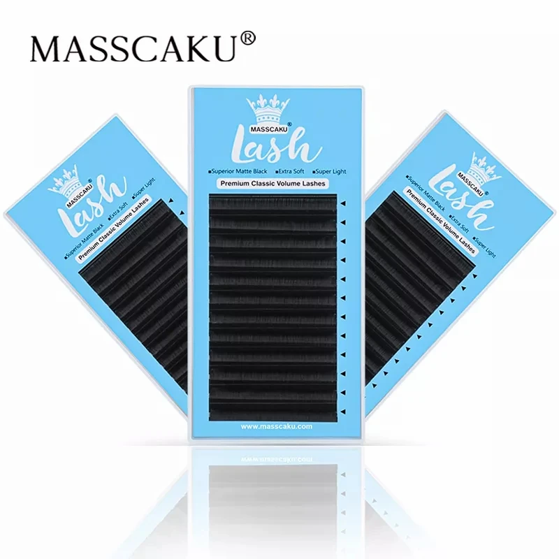 MASSCAKU wholesale price eyelash extensions for salon Soft Thin Tip length 7-20mm eyelash lash supplies