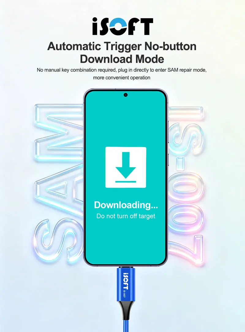 ISOFT IS-007 SAM 다운로드 모드 케이블 USB TO TYPE-C 플러그 앤 플레이 통합 모드 트리거 (SM S8-S25 노트 시리즈용)