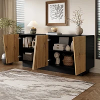 Anajqaqia Armoire de rangement 160 cm, buffet avec grand espace de rangement, design géométrique et étagère réglable 4