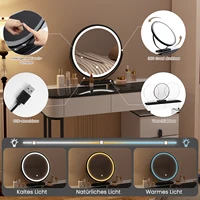 WOLTU Современный туалетный столик со светодиодной подсветкой, 3 цвета, косметический столик для девочек и женщин, ящики, 1 боковой шкаф, комод — изображение 4