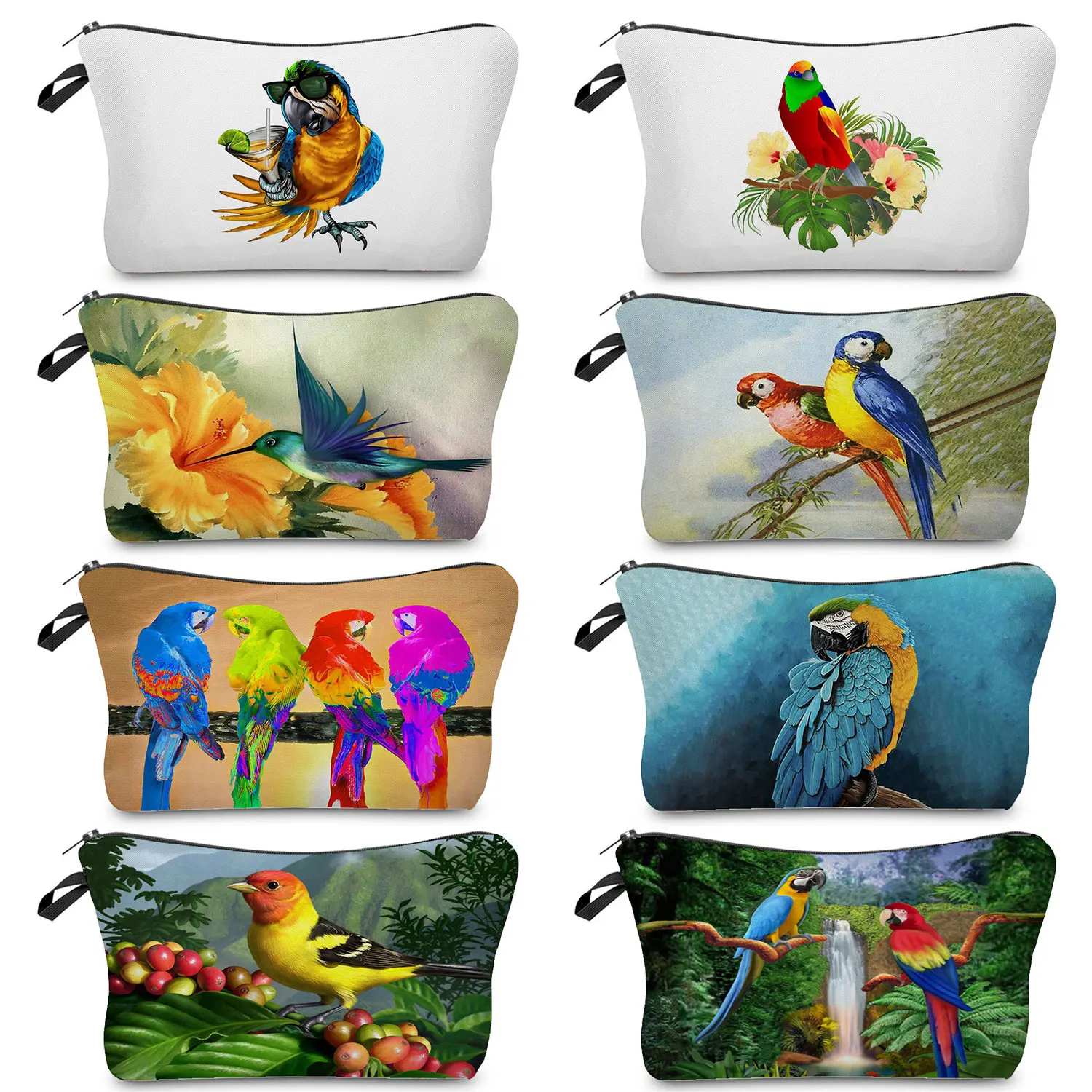 

Women's Cosmetic Bag Travel School Teacher Gift Makeup Organizer Toiletry Bag Customizable Pencil Case Parrot Print Outdoor