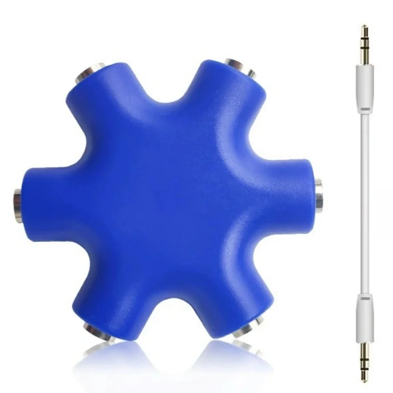 Multi-Port 3.5mm Audio Splitter Cable with Adapter - 1 Male to 5 Female Aux Output Converter