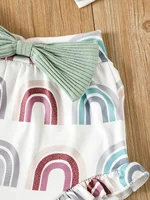 Ensemble de vêtements d'été pour nouveau-né fille, costume en fibre de carbone, short imprimé, vêtements trempés, 3 pièces 5