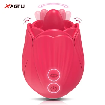 Powerful Rose Vibrator Toy Female Clitoris Stimulator Tongue Oral  Licking Masturbator Good Nipple Sex Toys for Women Adult 18 1