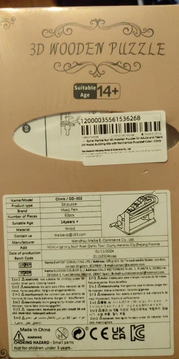 Spiral Marble Run 3D Wooden Puzzles for Adults and Teens DIY Model Building Kits with Mechanical Puzzles  photo review