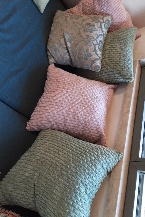 Spring Sage Green Decorative Throw Pillow Covers 18x18 Soft Corduroy Striped Square Pillow Covers for Couch Living Room Bed Sofa photo review