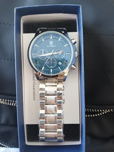 Poedagar relógio de quartzo masculino luxo esportes à prova dwaterproof água cronógrafo luminoso data homem relógio de pulso negócios couro relógios masculinos photo review