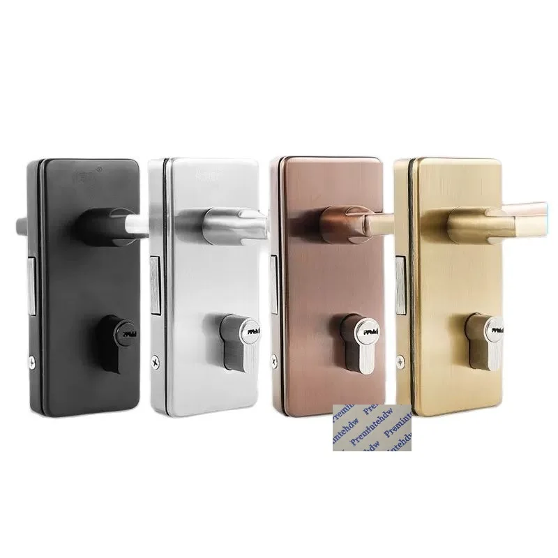 Stainless Steel Rectangle Frameless Glass Door Lock With Lever Handle Thumbturn Keys Gold Gold Matte Black
