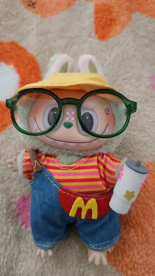 Labubu V1/V2 Doll Clothes: Strap Pants & Skirt Overalls Set with Accessories photo review