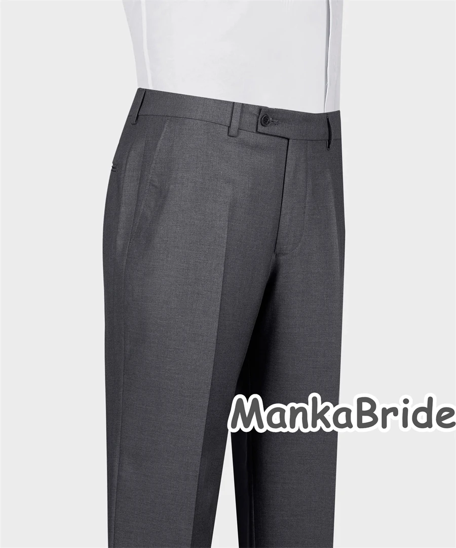 Classic Double Breasted Gold Buttons Grey Groomsman Suits Wedding Party Blazer Pants Navy Blue Business Wear Mens Suit men suit set
