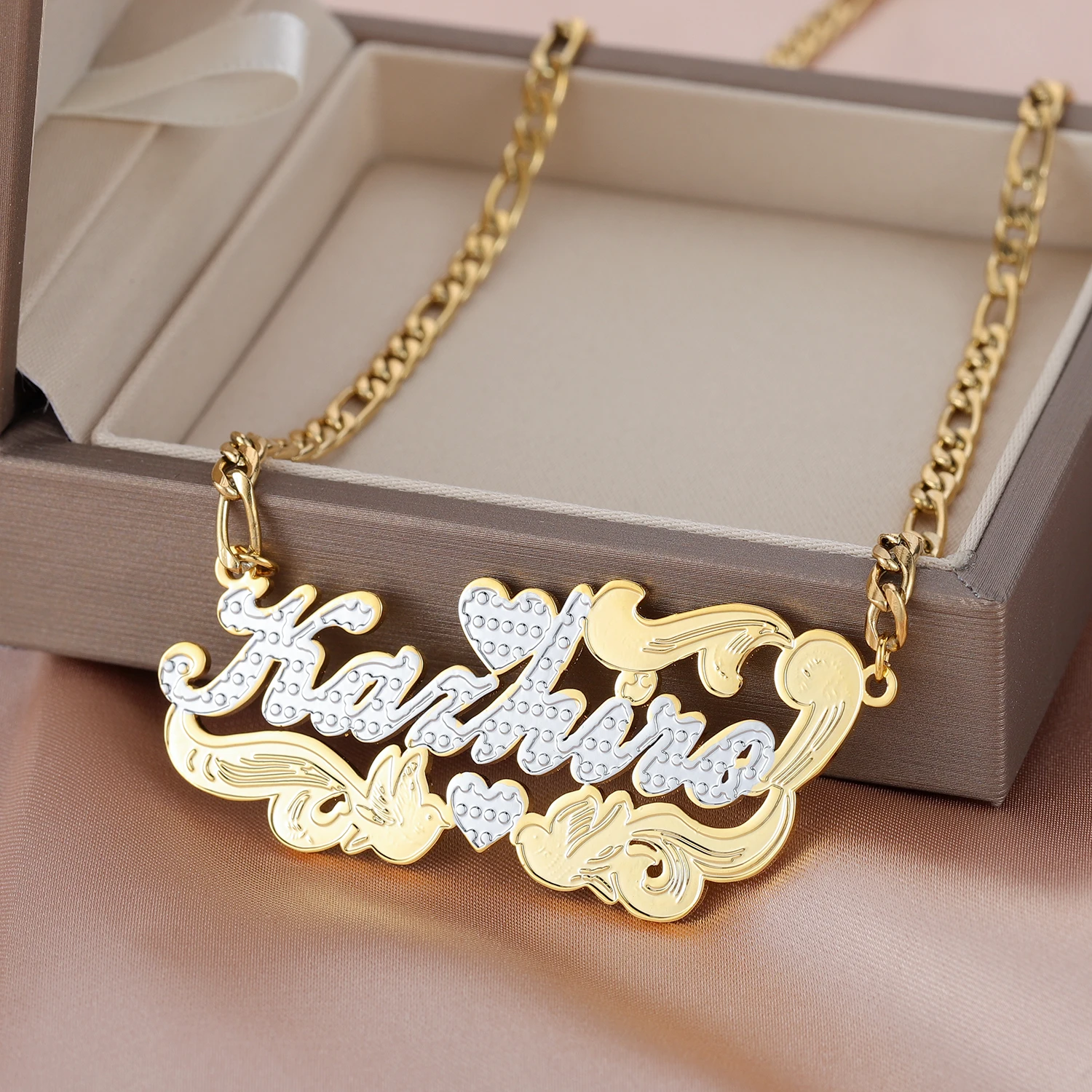 Name Plate Cuban Link Custom No Fade Stainless Steel Cursive