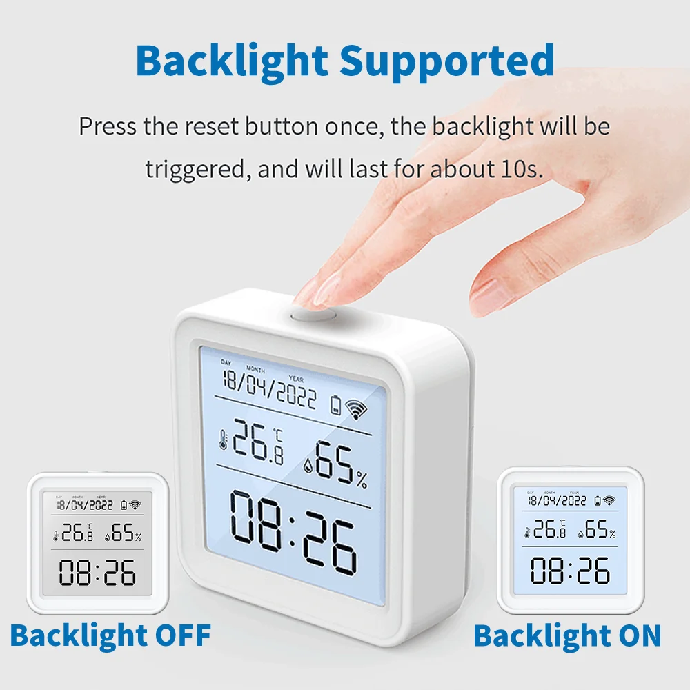 Tuya Wifi Smart Temperature And Humidity Sensor Indoor Hygrometer  Thermometer With Lcd Display For Alexa,google Assistant - Temu