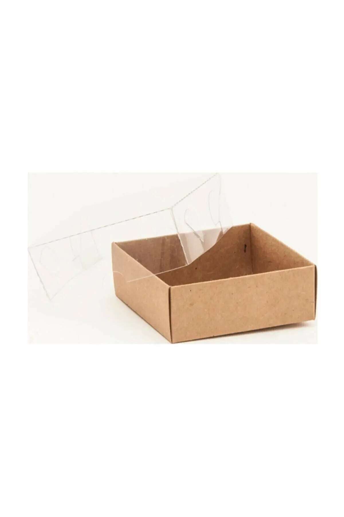 Caja cuadrada Kraft con ventanas transparente, Caja con acetato