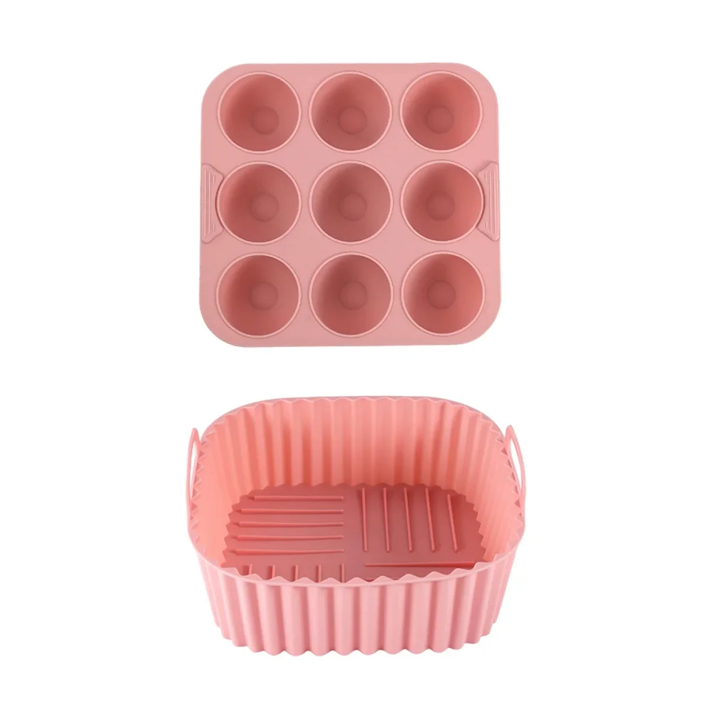 Durable Reusable Silicone Air Fryer Liners - 2-Piece Set for Safe and Easy Cooking