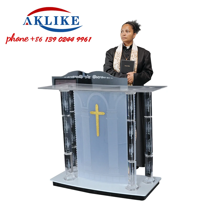 Church Pulpit New Blue Design Podium Crystal Lectern Acrylic Podium Pastor Other Commercial Furniture Lectern