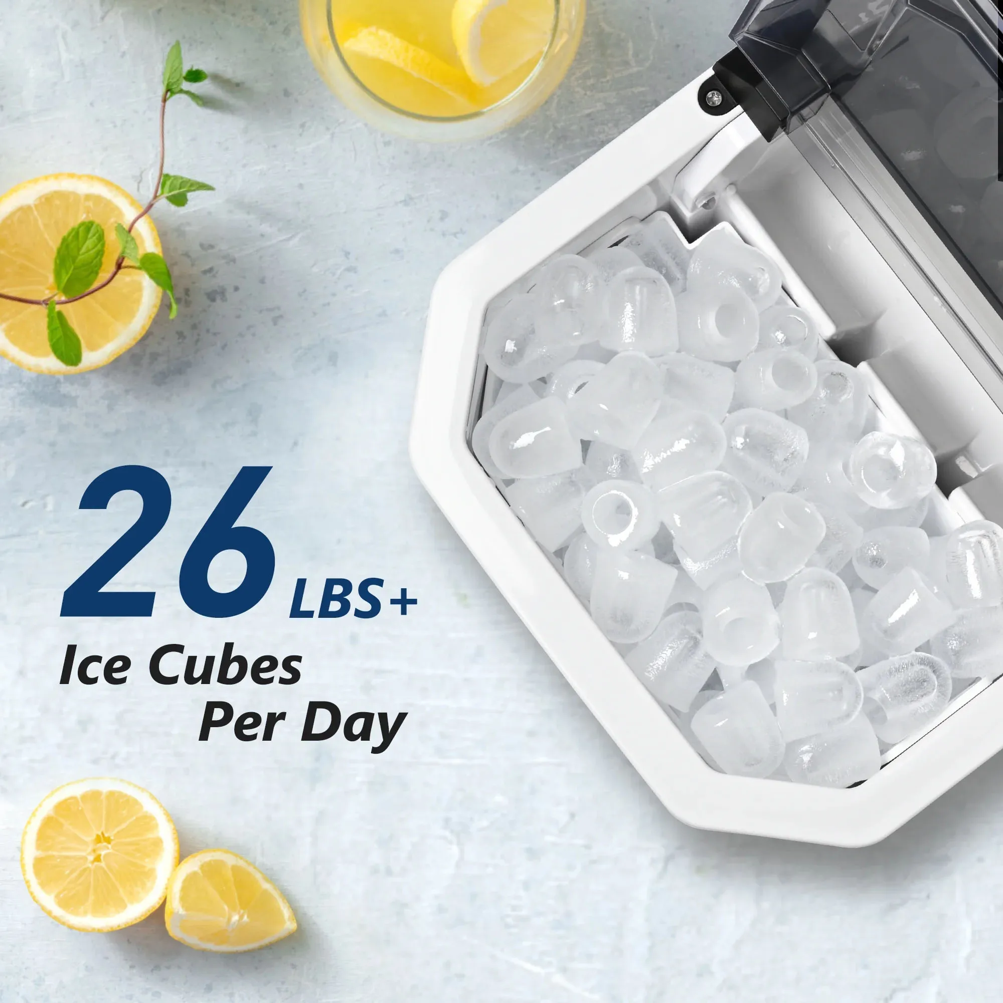 SIMZLIFE Ice Maker Countertop , 26.5 lbs/24H, 9 Cubes in 6 Mins,Self-Cleaning, Portable Ice Maker with Handle for Home,Black 3
