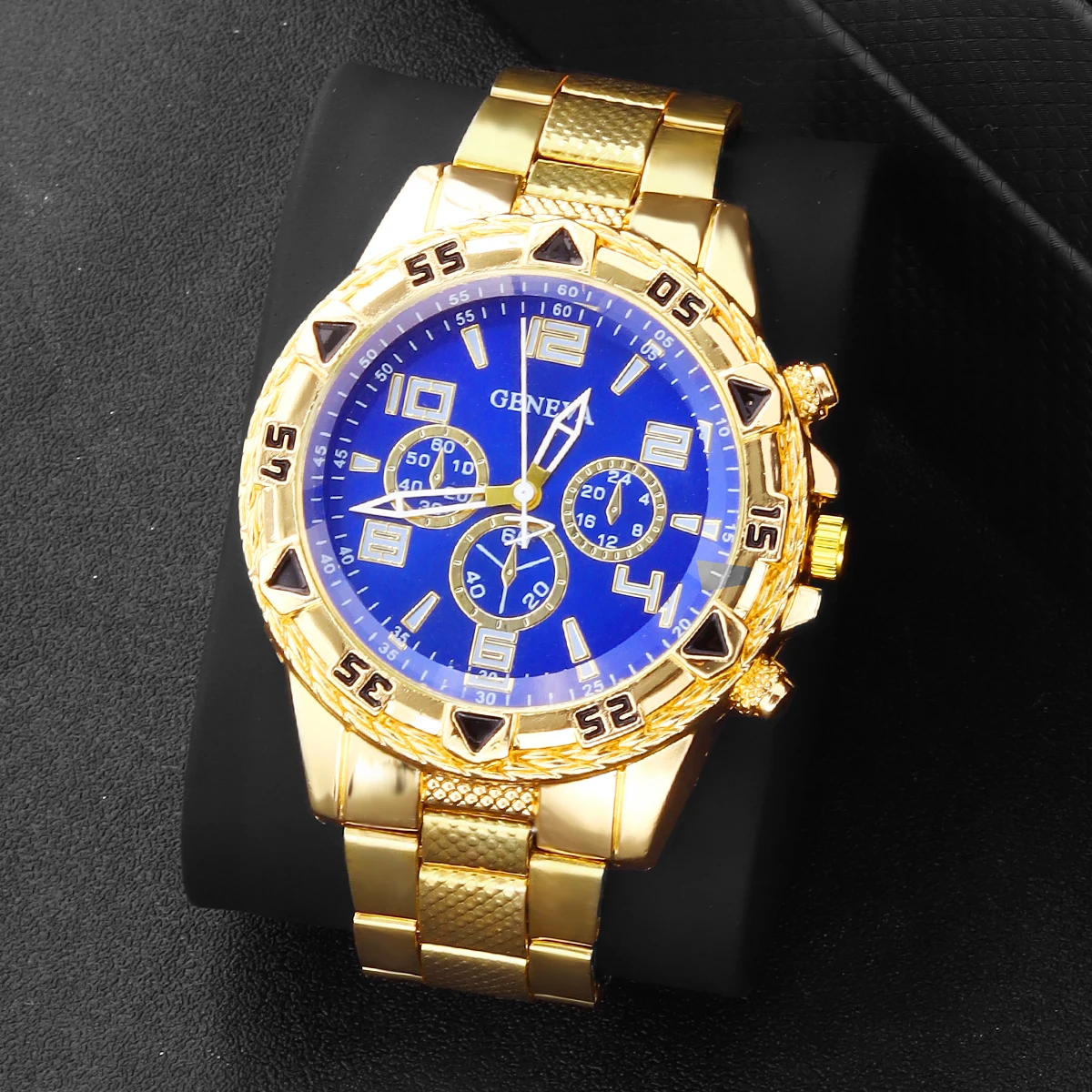 Elegant Men's Luxury Chronograph Watch Set - Stainless Steel Quartz Wristwatches