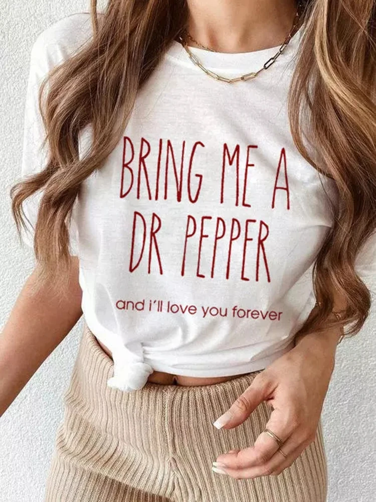 T-Shirt Grafiche Divertenti Da Donna Portami Una T-Shirt Dr Pepper Lady Manica Corta Tees Casual Summer White Top Letter Y2K Streetwear