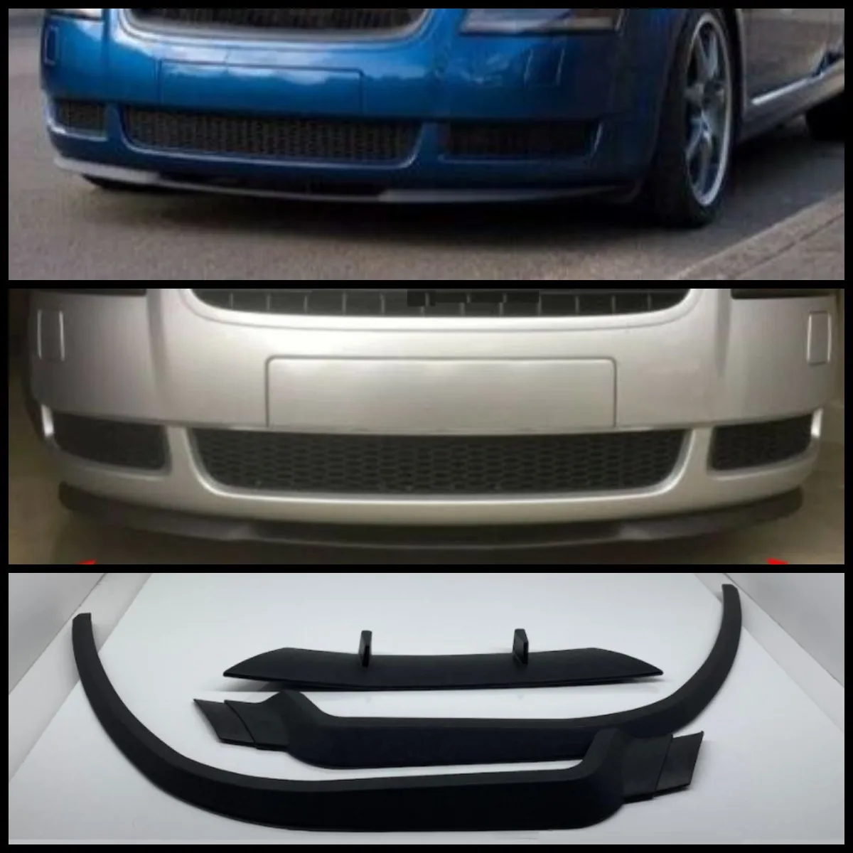 Per Audi Tt Mk1 8N Cupra R Paraurti Anteriore Labbro Universale 3 Pezzi Diffusore Paraurti Nero Lip Spoiler Body Kit Tuning Protector Qualità