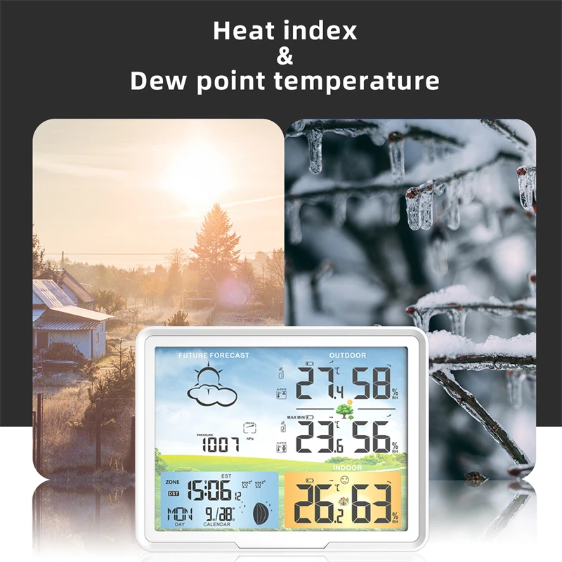 A7aaf00d0a79f47fcb3fca95b880e0bb2U Multifunction Weather Station 2 Sensor Wireless Digital Thermometer Hygrometer Forecast Calendars Moon Phase Snooze Alarm Clock