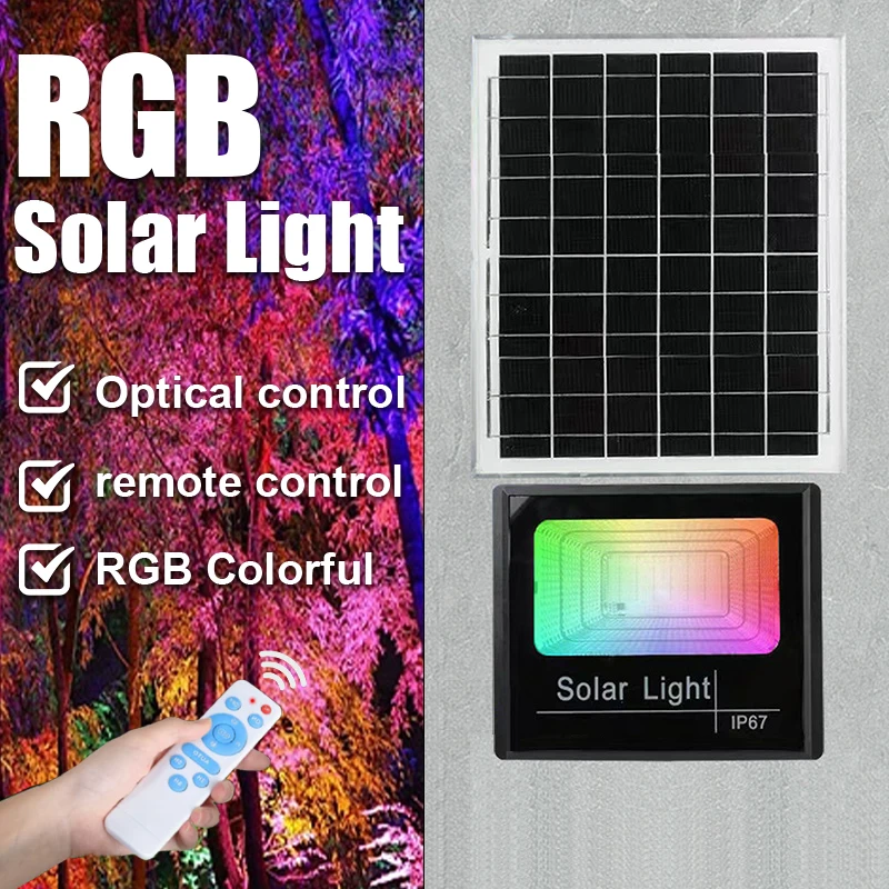 

Solar Light RGB Christmas Floodlight Outdoor Led Projector Waterproof Led Lighting For Garden Courtyard Colorful Wall Lamp