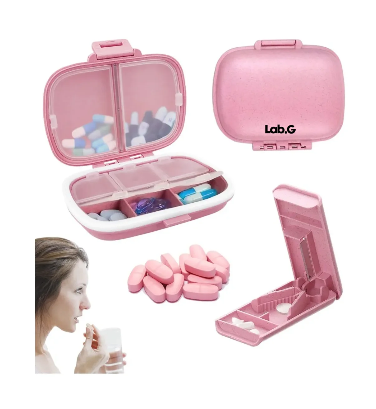Pastilleros Organizador Y Cortador De Pastillas Medicas 2pcs