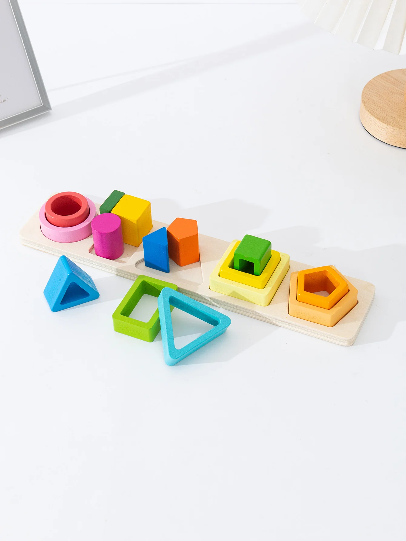 5 Sets Geometric Shape Sorting Stacking Toys, Early Learning Color & Shape Recognition Matching Toys 4