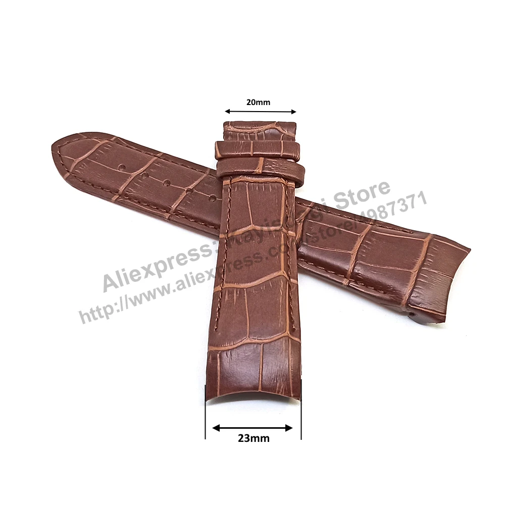 Adatto/Per Tissot 1853 Couturier Muslimb, Cinturino Di Ricambio Curvo In Vera Pelle Marrone Da 23Mm
