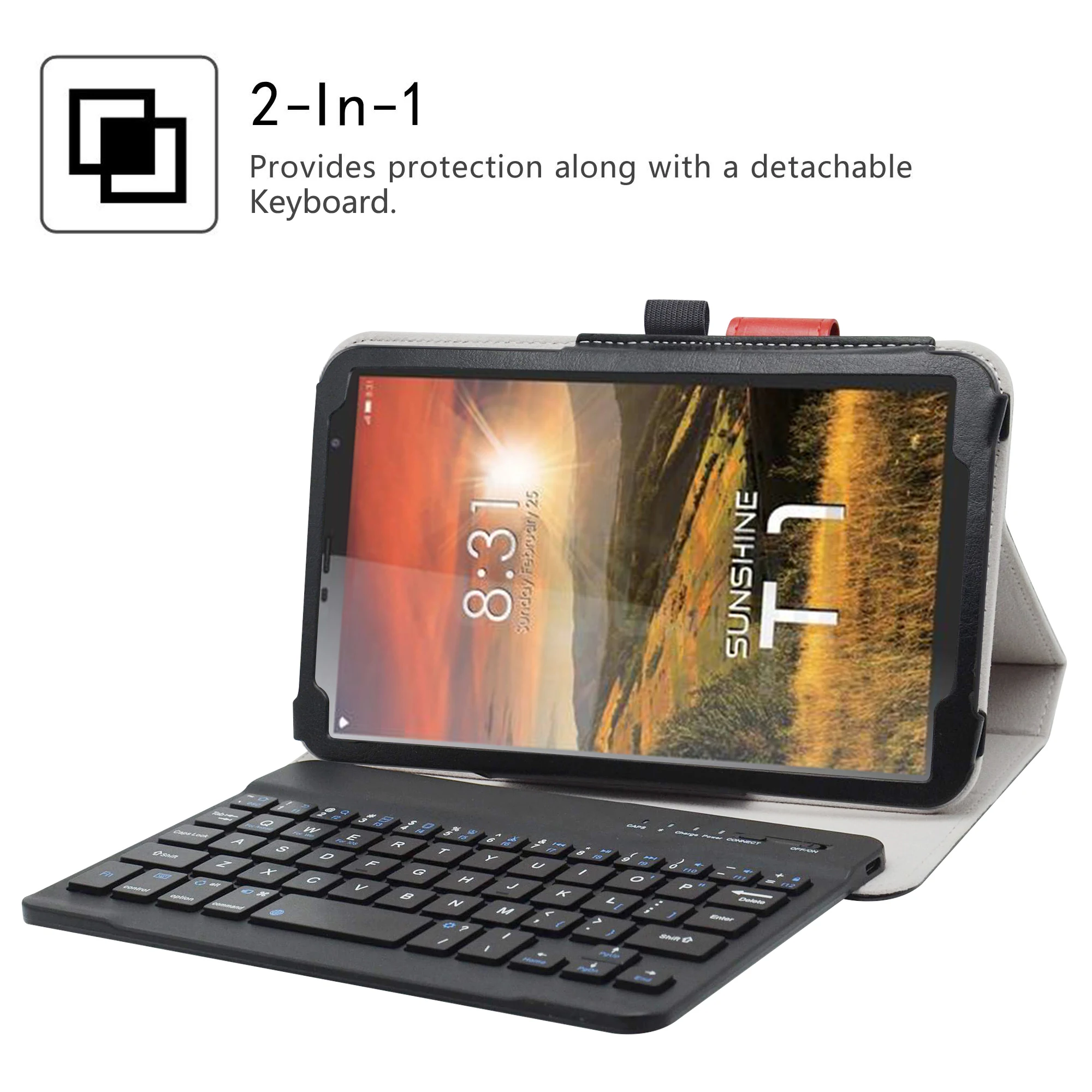 Capa Removível para Teclado Bluetooth Capa de Couro pu Suporte Dobrável Nuu Tab Sunshine t1 Elite Tablet de 8 - Imagem 4