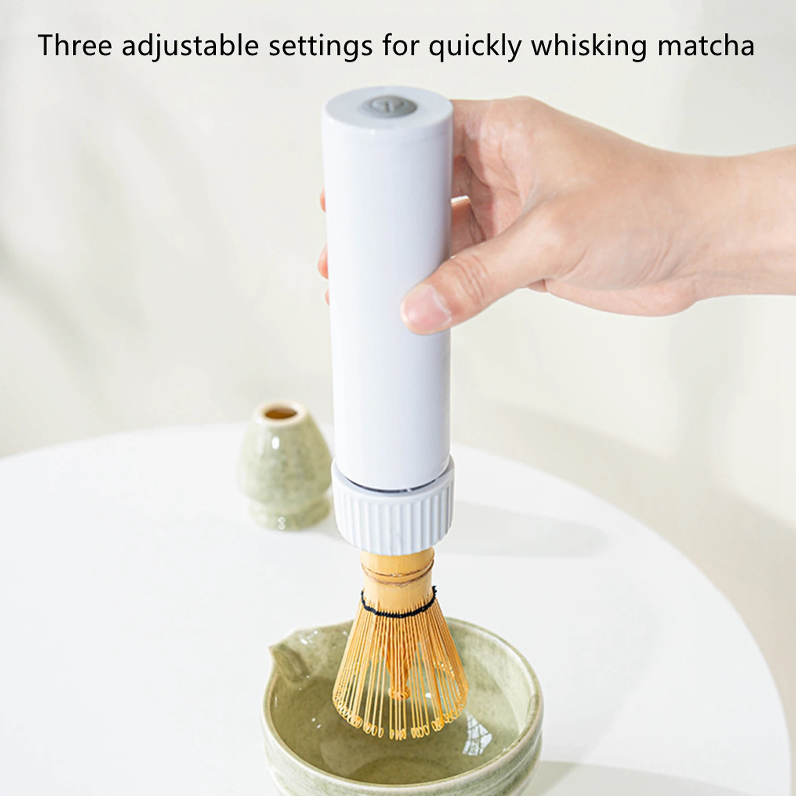 فرشاة ماتشا كهربائية محمولة بثلاث سرعات، أداة خفق...