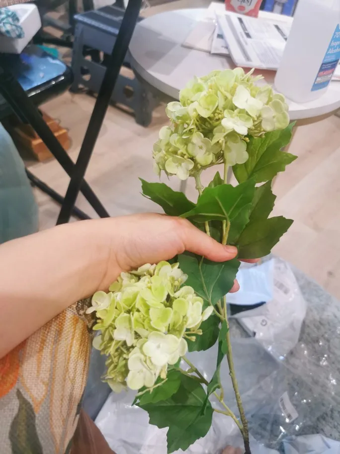 Bouquet de 3 hortensias artificiels vert photo review