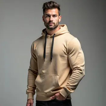 Kangaroo Sweatshirt Straight Blouse Cotton Flaneled GuGi Front Pocket Austavel Hoodie Fashion MLT01-LISO 1