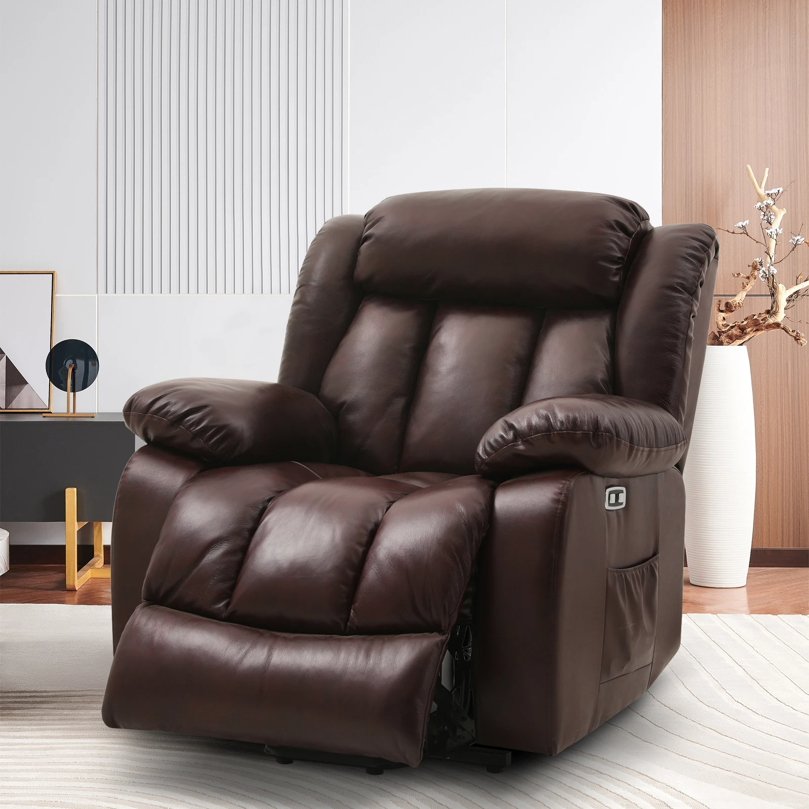 Double motor remote control lift chair, comfortable bedroom recliner for the elderly, leather heated massage chair, sofa chair