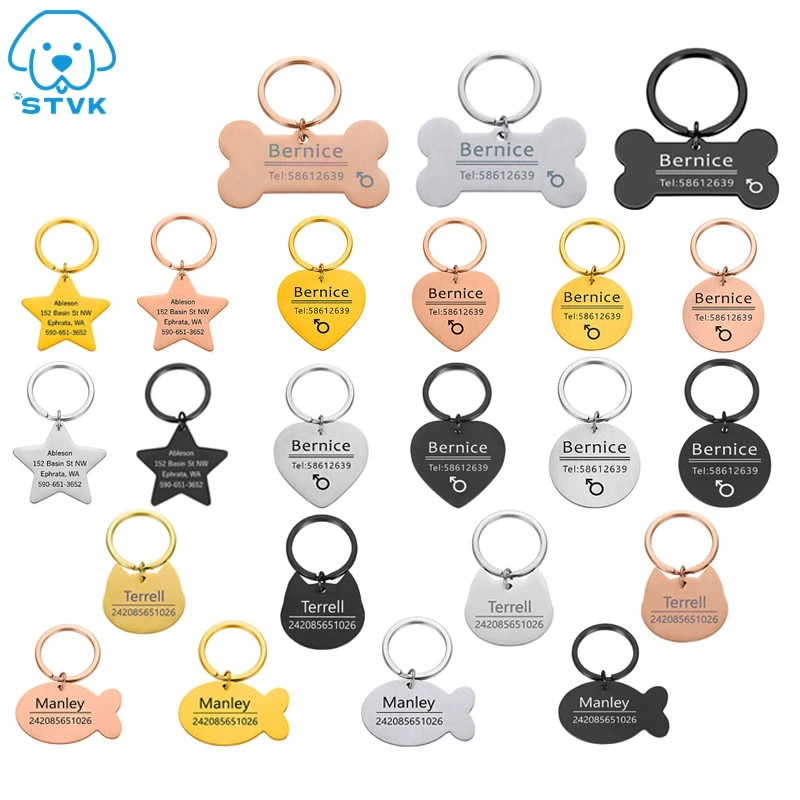 Personalized Engraved Cat Dog Pet ID Tag Dog Anti-lost Collar Charm Pet Name Collar Puppy Cat Collar Accessories for Dog