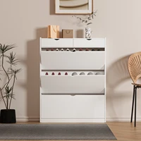 Narrow Shoe Cabinet with 3 Flip Drawers, Shoe Storage Cabinet for Entryway 4-Tiers Freestanding Shoe Cabinet Organizer Shoe Rack 1