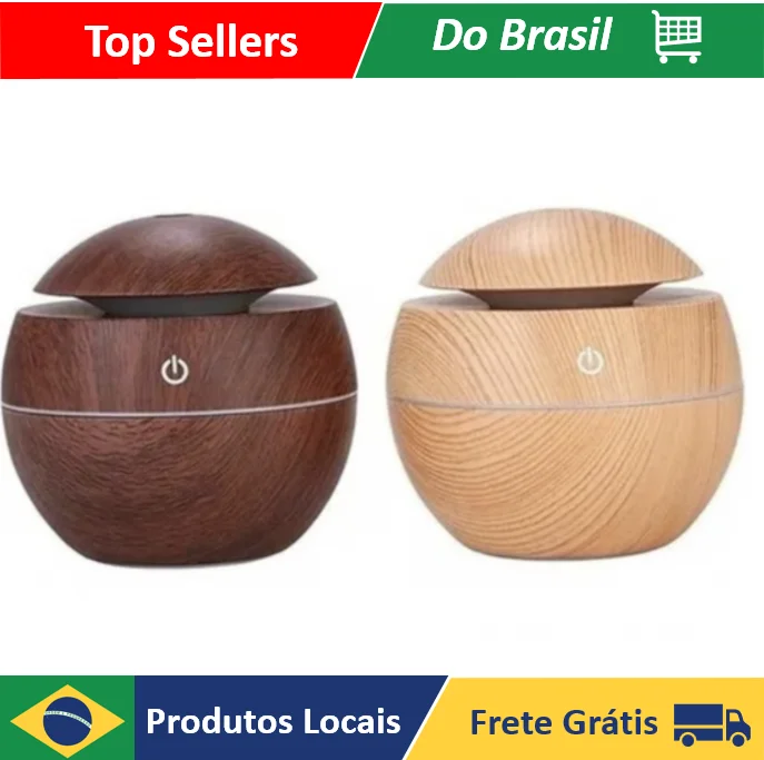 Mini Umidificador de Ar e Aromatizador de Ambientes Tipo Madeira Bola - Imagem 1