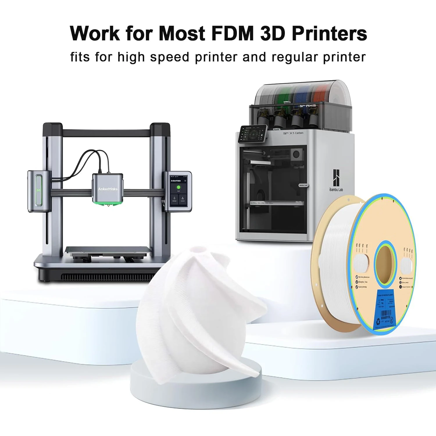 PETG 흰색, 검정색, 회색, 투명, 피부색, 분홍색, 3D 프린터 필라멘트 1.75mm 250g, 고강도, 뛰어난 레이어 접착력