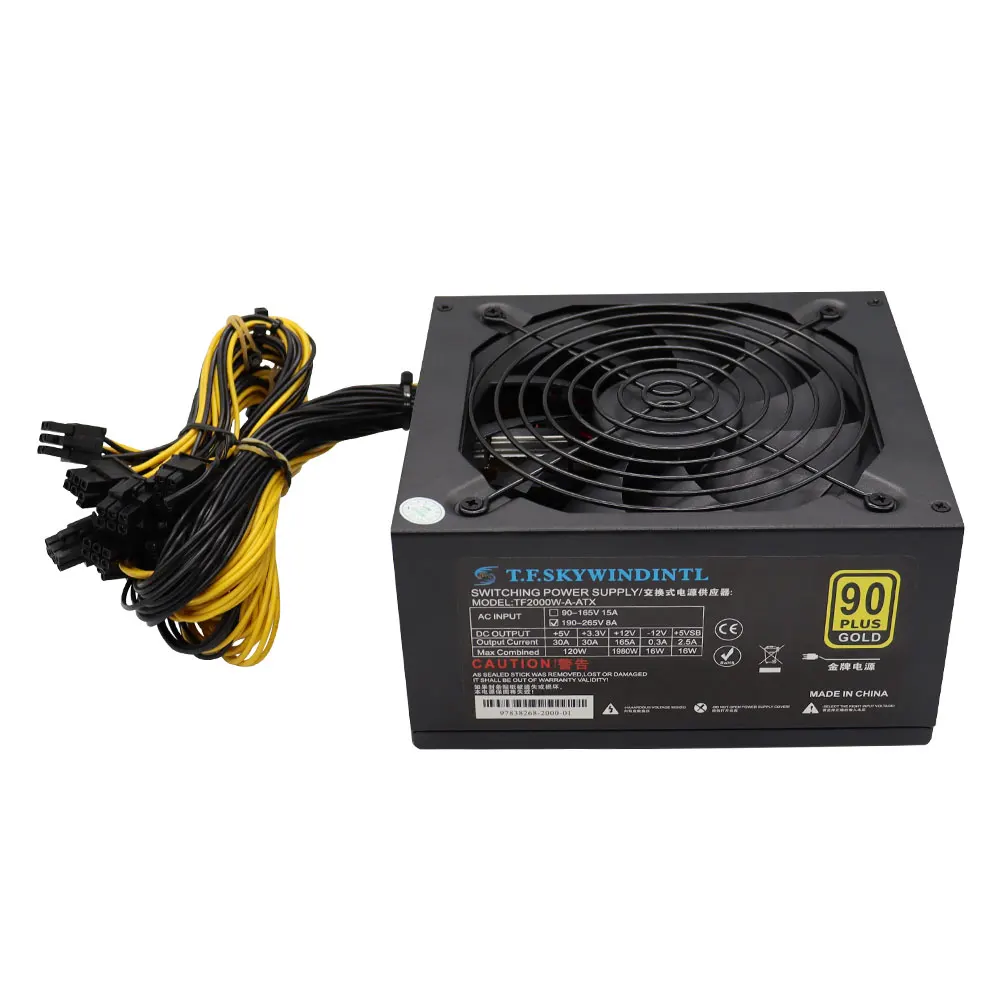 마더보드 8 GPU 채굴 케이스, BTC 비트코인 채굴 케이스 리그 섀시 채굴기, 8 팬, 2000W PC PSU - AliExpress