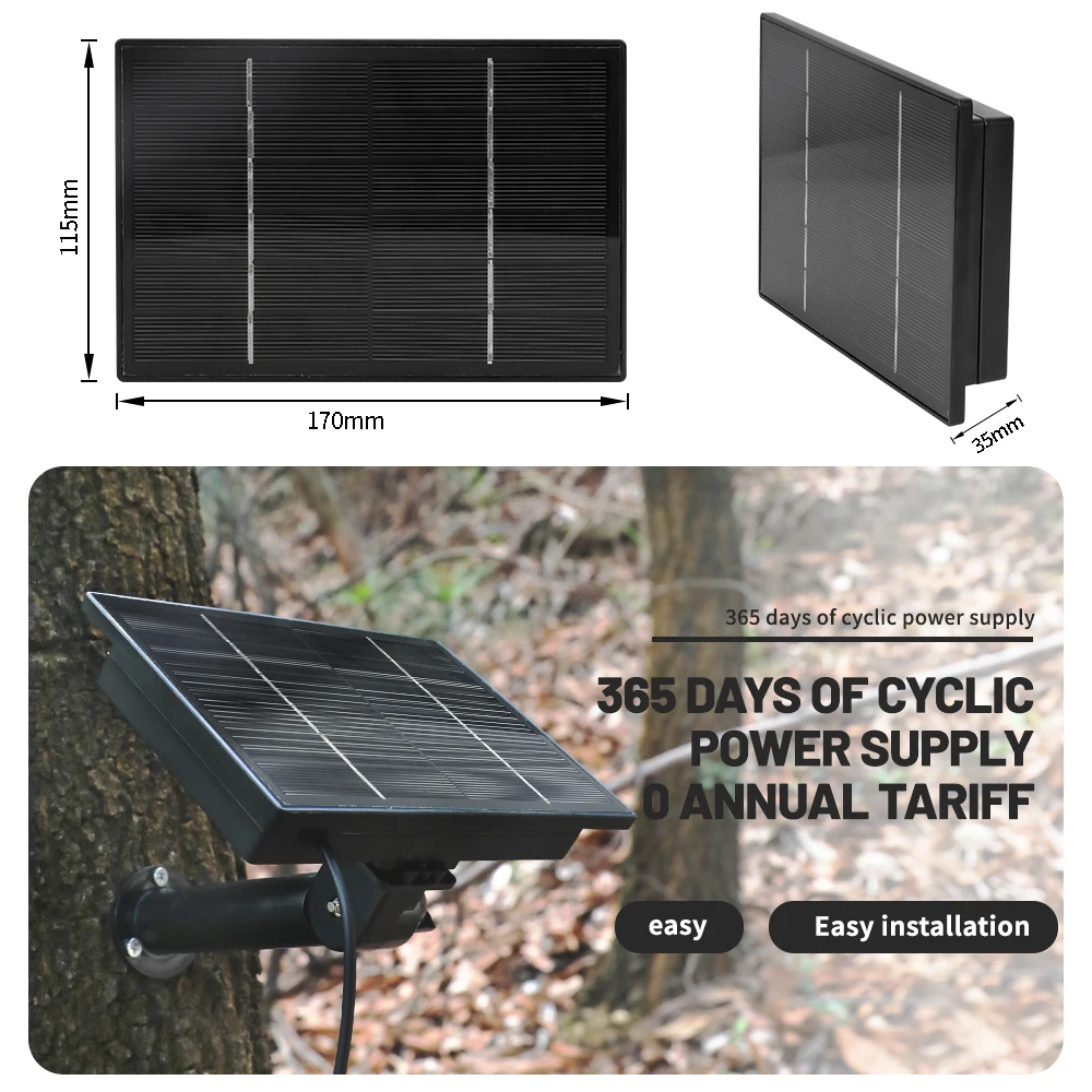 Cargador de batería Solar D4 5V 6V para cámara de seguridad, Banco de energía Solar portátil con salida DC 5521, Panel Solar de 4W