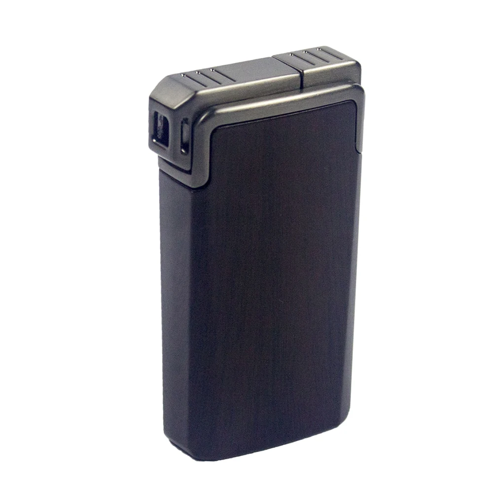 Windproof Dual-Flame Refillable Butane Torch Lighter Adjustable Jet Wood Grain Design Cigarette Accessory Man Dad gift