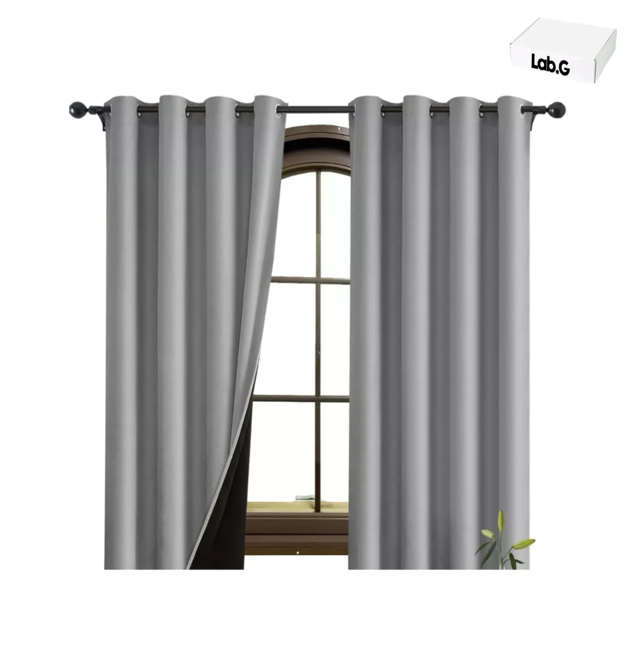 Cortina Para Ventana Lab.G 214x160cm Aislado 2 Paneles Dark gray