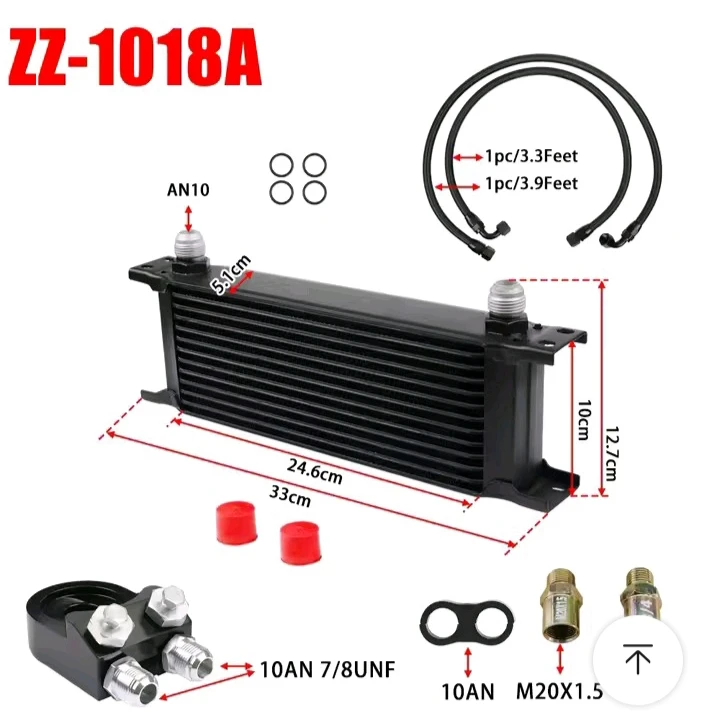 Universal 13-Row Aluminum Oil Cooler Kit - 10AN Fittings For Engine, Transmission & Coolant