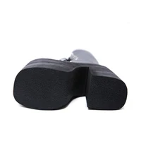 Gdgydh Women's Y2K Side Zipper Platform Boots Knee High Motorcycle Boots Black Closed Toe Lace Up Long Boots - Image 5